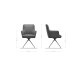 Chaise-pivotante Heira-Flex avec accoudoirs microvelours anthracite vintage pied croisé conique acier inoxydable brossé pivotement sur 180° ressorts ensachés 6